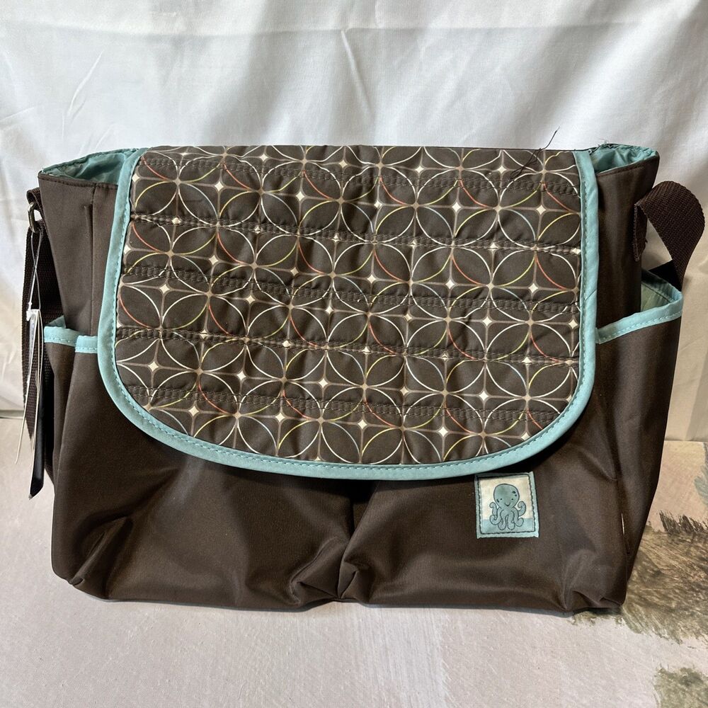 Graco Diaper Bag Large Brown & Green Wipe Pockets Green Changing Pad